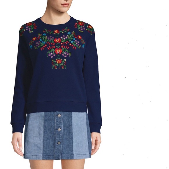 Rebecca Minkoff Tops - Rebecca Minkoff Floral-Embroidered Sweatsh…